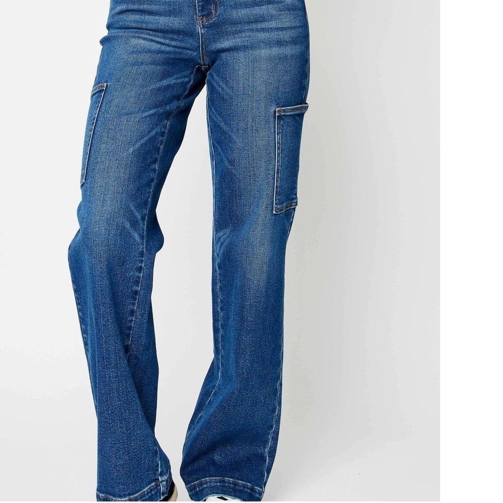 Judy Blue High‎ Waist Cargo Wide Leg , Size 5/27 with button flap back pocket